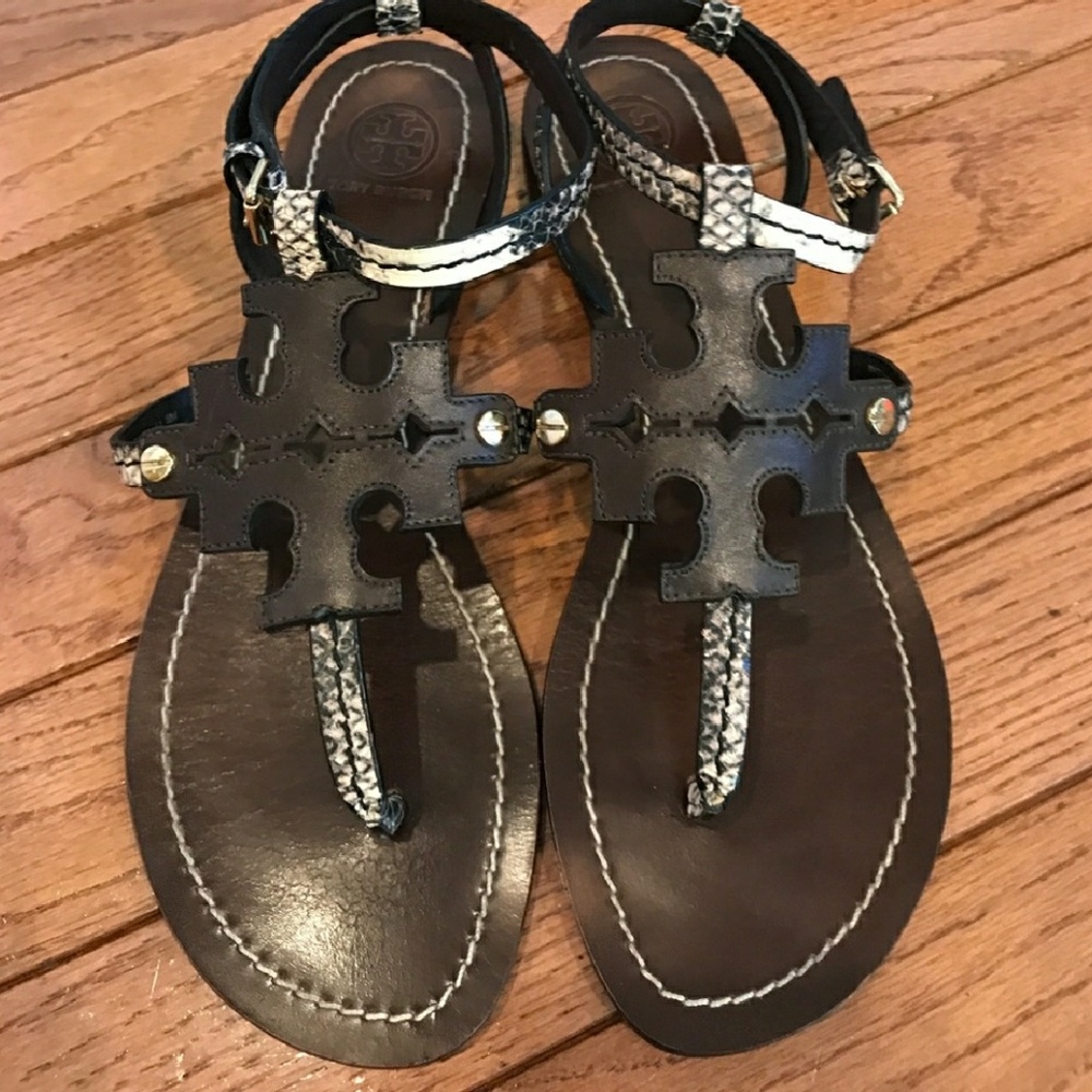 Tory Burch Chandler Brown Snake Sandal Sz 10